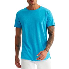 Leif Nelson LN-6281 Turkuaz Bisiklet Yaka Erkek T-shirt