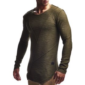 Leif Nelson LN6323 Kapüşonlu Uzun Kollu Bisiklet Yaka Haki Erkek Sweatshirt