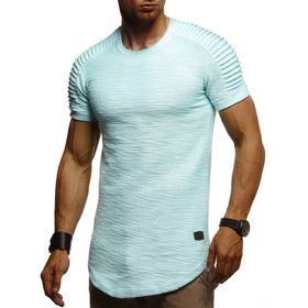 Leif Nelson LN6325 Bisiklet Yaka Dar Kesim Pamuk Nane Erkek T-shirt