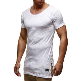 Leif Nelson LN6336 Bisiklet Yaka Dar Kesim Pamuk Beyaz Erkek T-shirt