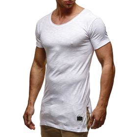 Leif Nelson LN6336 Bisiklet Yaka Dar Kesim Pamuk Beyaz Erkek T-shirt