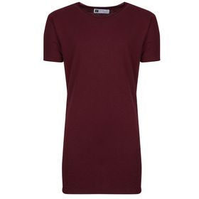 Leif Nelson LN6336 Bisiklet Yaka Dar Kesim Pamuk Bordo Erkek T-shirt