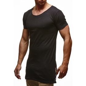 Leif Nelson LN6336 Bisiklet Yaka Dar Kesim Pamuk Siyah Erkek T-shirt