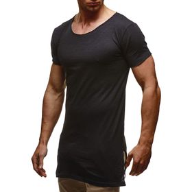 Leif Nelson LN6336 Bisiklet Yaka Dar Kesim Pamuk Siyah Erkek T-shirt