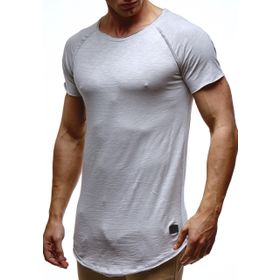 Leif Nelson LN6339 Bisiklet Yaka Dar Kesim Pamuk Gri Erkek T-shirt