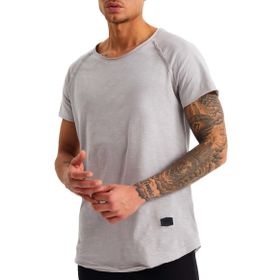 Leif Nelson LN6339 Bisiklet Yaka Dar Kesim Pamuk Gri Erkek T-shirt