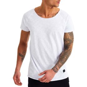 Leif Nelson LN6340N Derin Yuvarlak Boyun Beyaz Erkek T-shirt