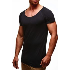 Leif Nelson LN6340N Derin Yuvarlak Boyun Siyah Erkek T-shirt