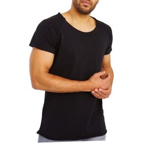 Leif Nelson LN6340N Derin Yuvarlak Boyun Siyah Erkek T-shirt