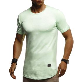 Leif Nelson LN8311 Bisiklet Yaka Dar Kesim Pamuk Nane Erkek T-shirt
