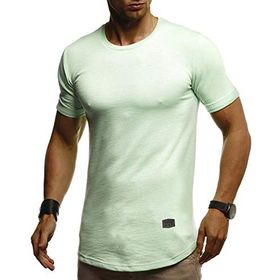 Leif Nelson LN8311 Bisiklet Yaka Dar Kesim Pamuk Nane Erkek T-shirt