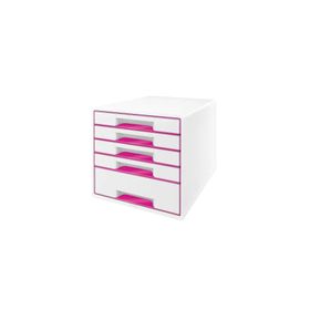 Leitz 5214 Wow Metalik Pembe 5 Çekmeceli Evrak Rafı
