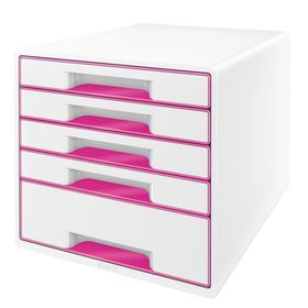 Leitz 52142023 5 Çekmeceli Metalik Pembe Beyaz Wow Evrak Rafı