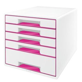 Leitz 52142023 5 Çekmeceli Metalik Pembe Beyaz Wow Evrak Rafı