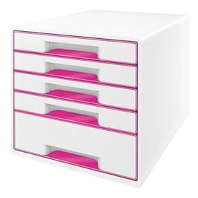 Leitz 52142023 5 Çekmeceli Metalik Pembe Beyaz Wow Evrak Rafı