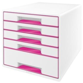 Leitz 52142023 5 Çekmeceli Metalik Pembe Beyaz Wow Evrak Rafı