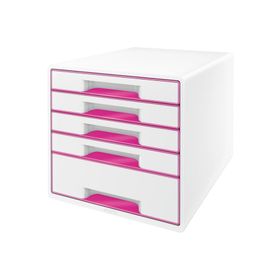 Leitz 52142023 5 Çekmeceli Metalik Pembe Beyaz Wow Evrak Rafı