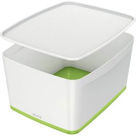 Leitz 52161054 MyBox Wow Beyaz Yeşil Büyük Kapaklı Saklama Kutusu