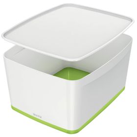 Leitz 52161054 MyBox Wow Beyaz Yeşil Büyük Kapaklı Saklama Kutusu