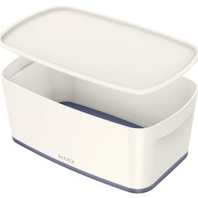 Leitz 52191001 A5 MyBox KapaklıParlak Görünüm Plastik Beyaz Gri Küçük 5 l Saklama Kutusu