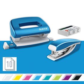Leitz 5561 Wow Metalik Mavi Zımba ve Delgeç Seti