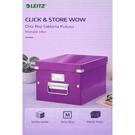 Leitz 60440062 Click Store Wow Metalik Mor Orta Boy Saklama Kutusu