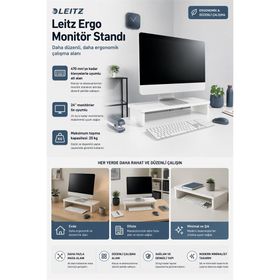 Leitz 6434001 Ergo Beyaz Monitör Standı