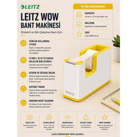 Leitz L-5364 Wow Çift Renk Metalik Beyaz Sarı Bant Makinesi