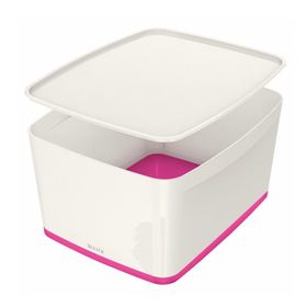 Leitz Mybox 5216 Pembe-Beyaz Kapaklı Geniş Saklama Kutusu
