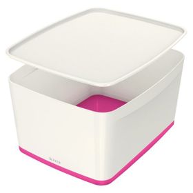 Leitz Mybox 5216 Pembe-Beyaz Kapaklı Geniş Saklama Kutusu