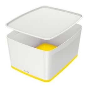 Leitz Mybox 5216 Sarı-Beyaz Kapaklı Geniş Saklama Kutusu