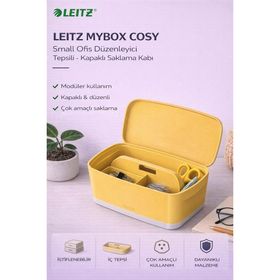 Leitz Mybox Cosy Small Kapaklı Sarı Ofis Düzenleyici Tepsili Saklama Kabı