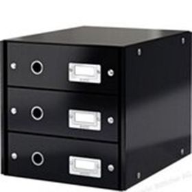 Leitz WOW C&S 3 Çekmeceli Siyah Evrak Rafı