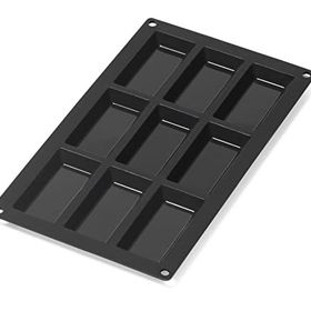 Lekue Financier Mould 9'lu Siyah Silikon Dikdörtgen Kalıp