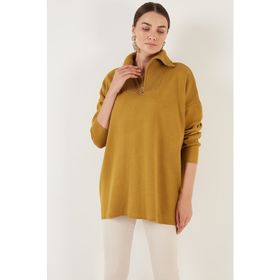 Lela 4616079 Yağ Yeşili Kadın Kazak