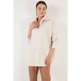 Lela 4616079 Yağ Yeşili Kadın Kazak