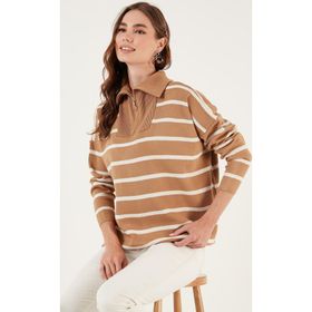 Lela 4616080 Camel Açık Taş Kadın Kazak