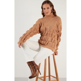 Lela 4616108 Camel Örme Kadın Kazak
