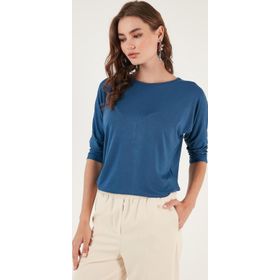 Lela 5861416Y İndigo Bisiklet Yaka Kadın Bluz
