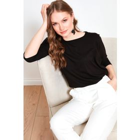 Lela 5861416Y Siyah Bisiklet Yaka Kadın Bluz