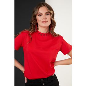 Lela 5864054 Yakası Baskılı Kadın T-shirt