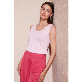 Lela 5864384 Toz Pembe V Yaka Rahat Kesim Kadın Bluz