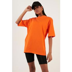 Lela 5864562 Benetton Pamuklu Oversize Bisiklet Yaka Kadın T-shirt