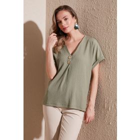 Lela 5865567 Olive Kadın Bluz