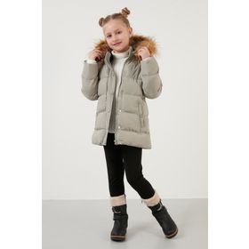 Lela 6028720 Siyah Yakası Suni Kürklü Kapüşonlu Cepli Mont Kız Çocuk Mont