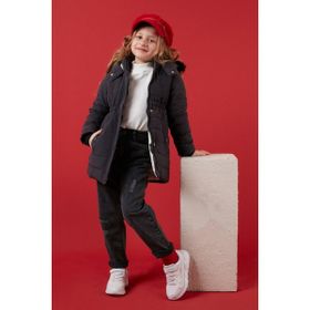 Lela 6035030 Yakası Suni Kürklü Peluş Astarlı Kapüşonlu Cepli Antrasit Kız Çocuk Mont