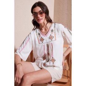 Lela 611BZ0247 Ekru Fuşya Kadın Bluz
