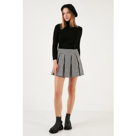 Lela 611SR00028 Ekru Siyah Kadın Şort Etek