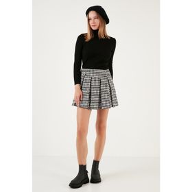 Lela 611SR00028 Ekru Siyah Kadın Şort Etek