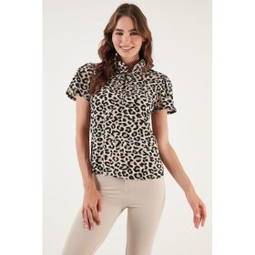Lela 611SW21112 Leopar Kadın Bluz